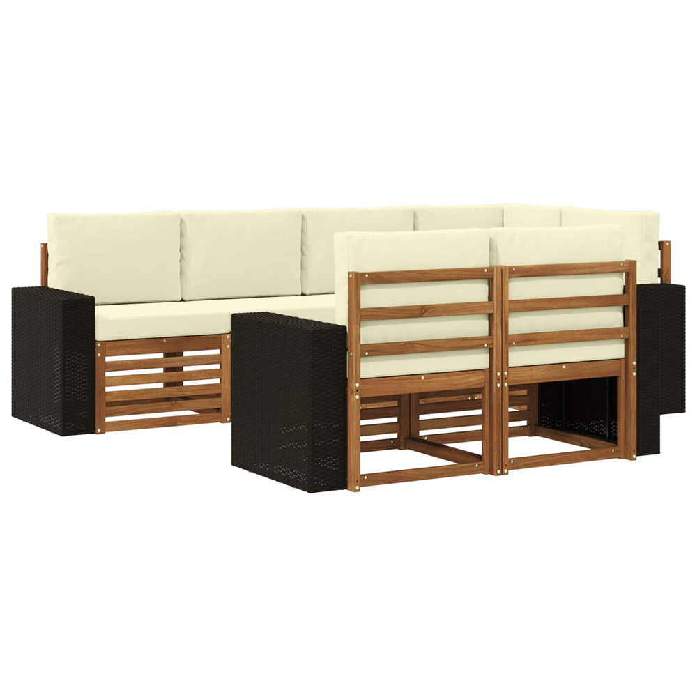 Ensemble de canapé d'angle avec coussin 7 pcs naturel et crème