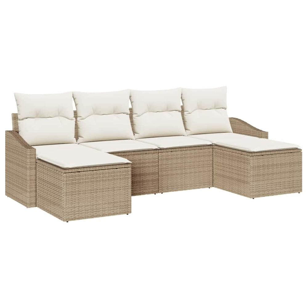 Ensemble de salle à manger pour jardin 6 pcs beige et crème