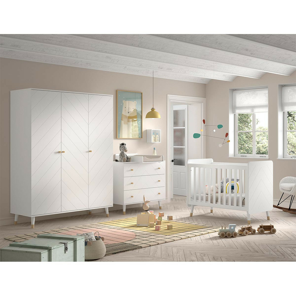 Pack - lit bébé, armoire & commode 