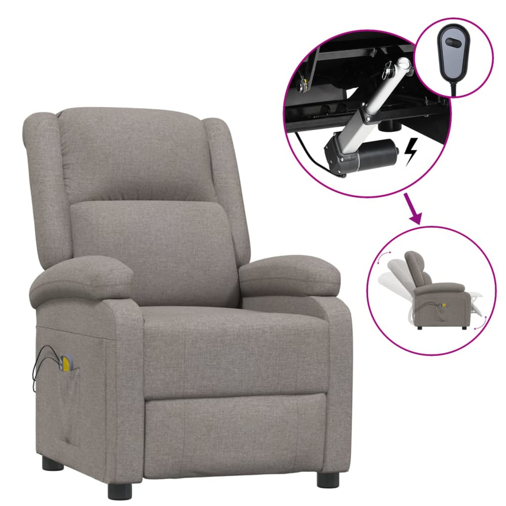 Fauteuil électrique de massage taupe tissu