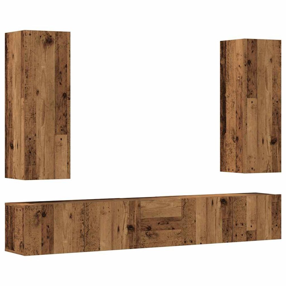 Meubles tv muraux 5 pcs vieux bois bois d'ingénierie