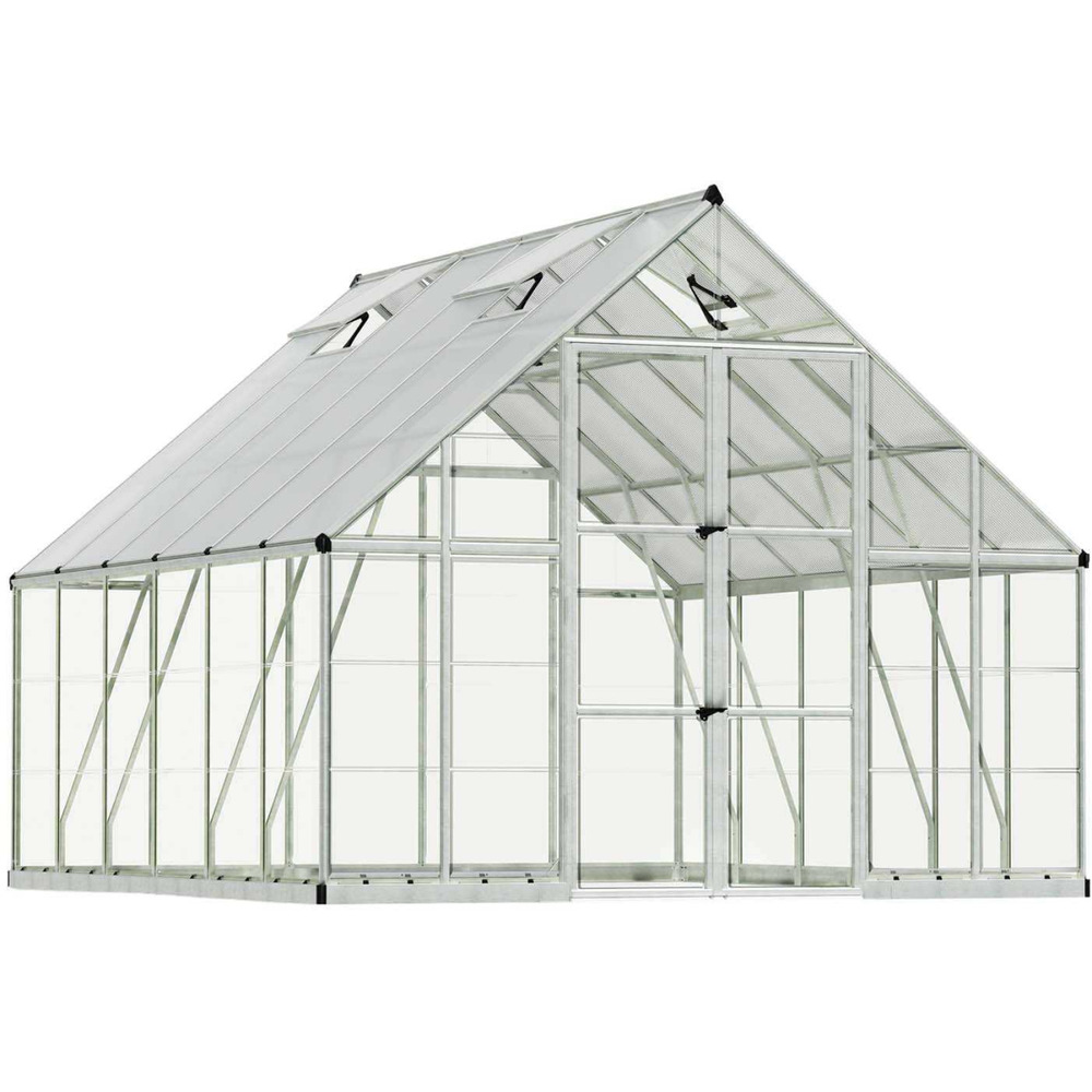 Serre de jardin en aluminium argent et polycarbonate balance 11m²