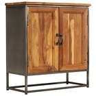 Buffet bahut armoire console meuble de rangement teck recyclé et acier 70 cm marron