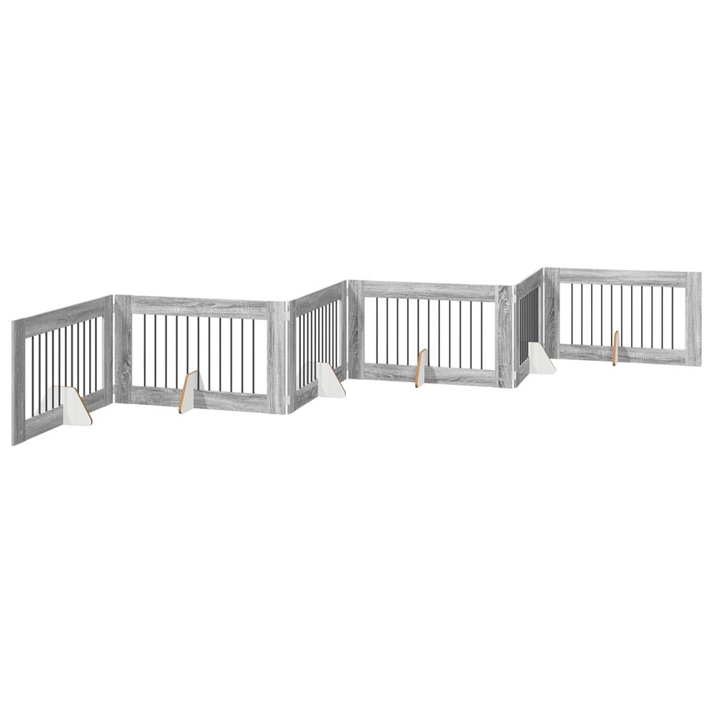 Porte de chien pliable avec supports 6 pc sonoma gris 602 cm