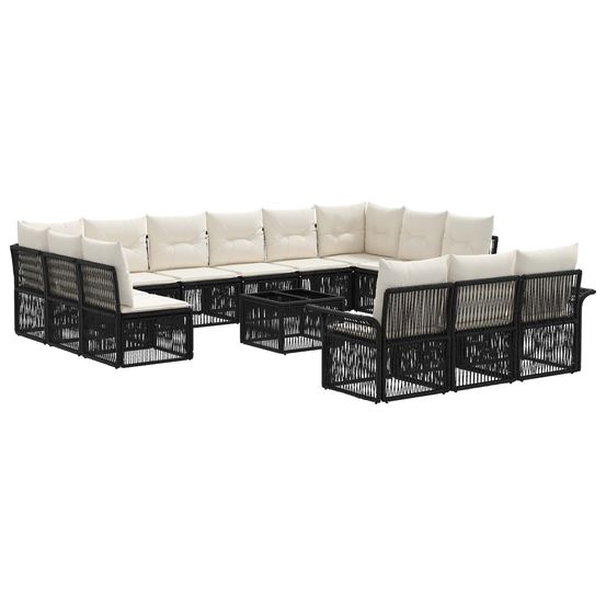 Ensemble de canapé de jardin 14 pc noir polyrotin