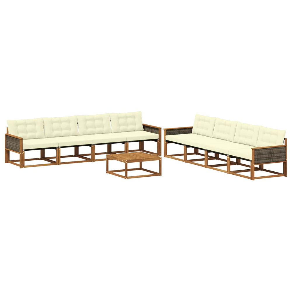 Ensemble de canapés d'extérieur 9 pcs naturel et crème