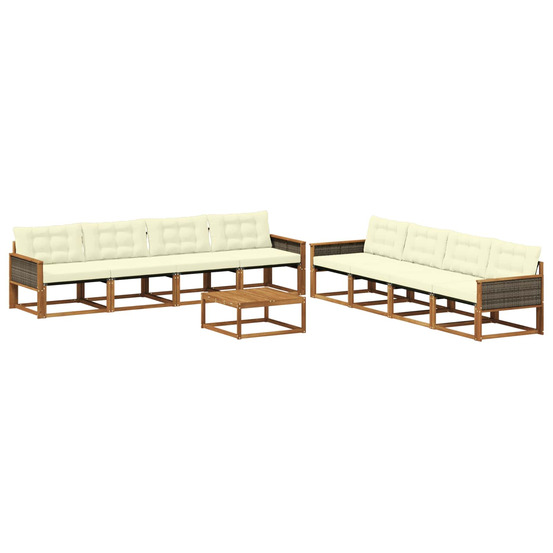Ensemble de canapés d'extérieur 9 pcs naturel et crème