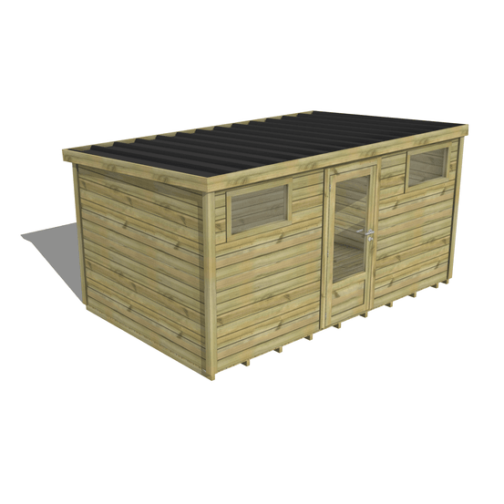 Abri de jardin bois pin traité autoclave 27mm - essentiel - 4,34x2,64m / 11m2 - bac acier - plancher bois
