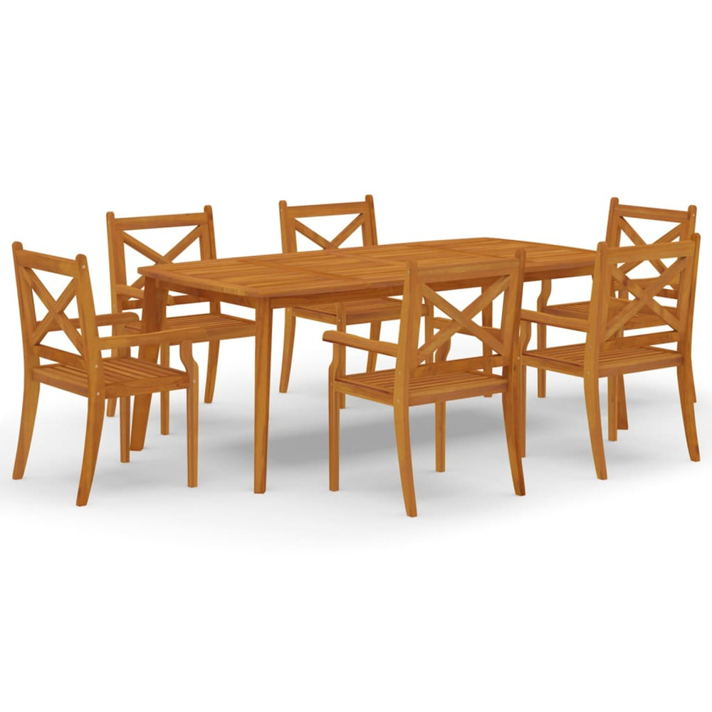 Ensemble à manger de jardin 7 pcs bois d'acacia solide