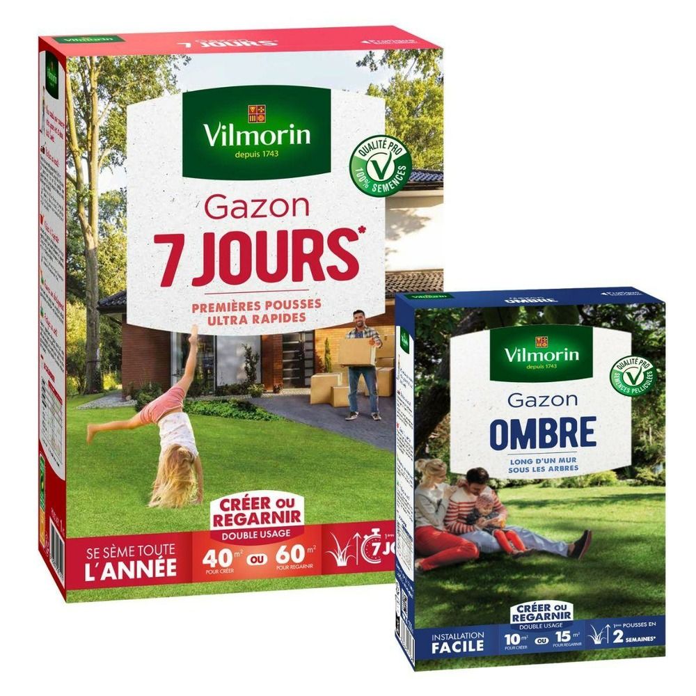 Gazon 7 jours - 1 kg + gazon ombre - 250 g