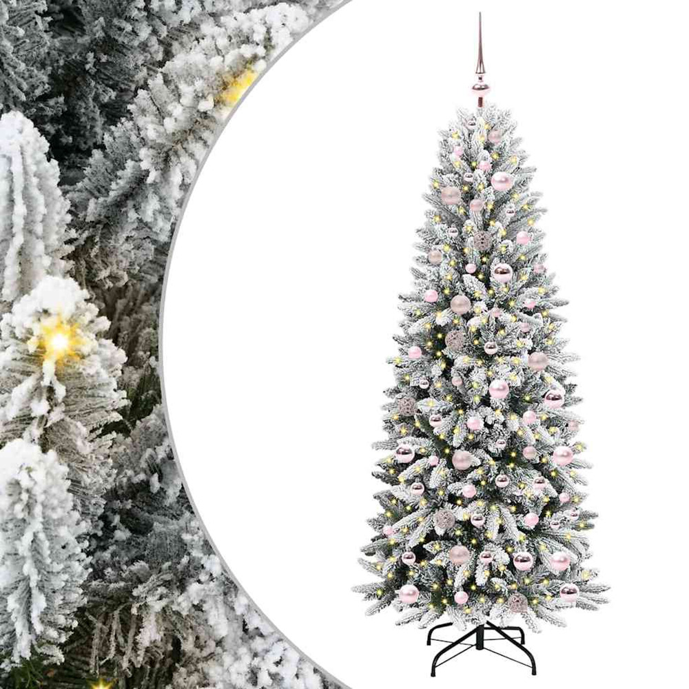 Sapin de noël artificiel avec 300 led avec support blanc 180 cm