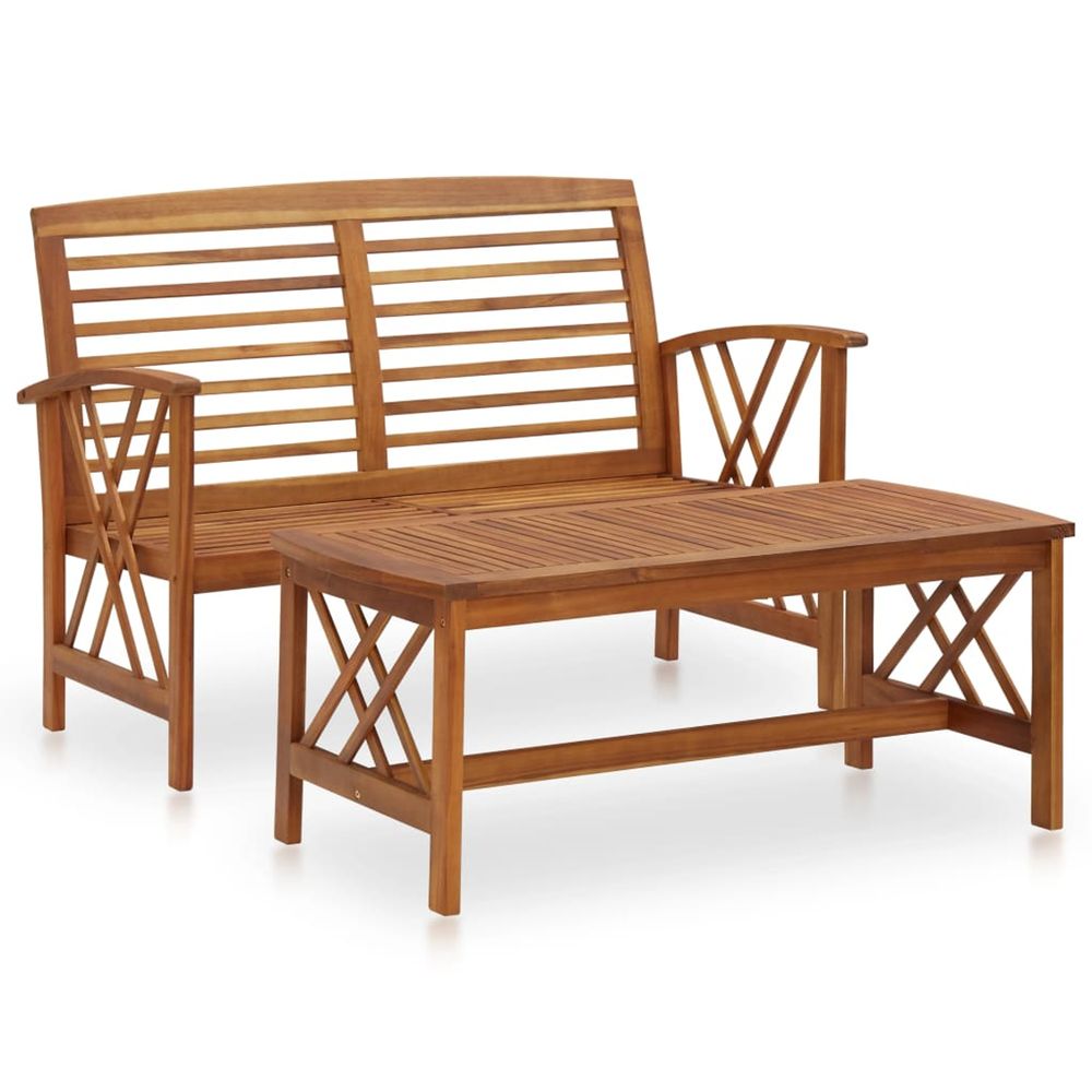 Salon de jardin 2 pcs bois d'acacia solide