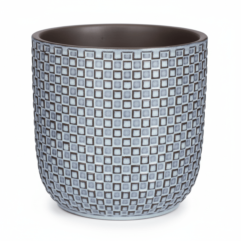 Pot de fleurs en relief bleu - d.7cm