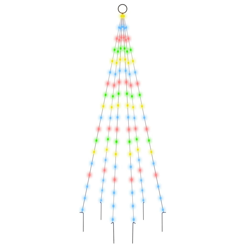 Sapin de noël sur mât de drapeau 108 led colorées 180 cm