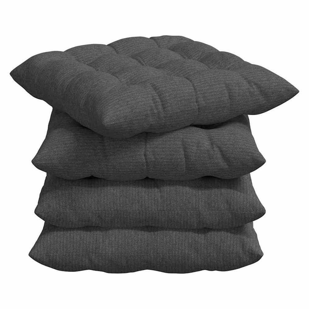 Coussins de siège 4 pc tissu en velours côtelé gris foncé
