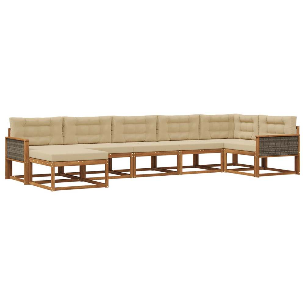 Ensemble de canapés d'extérieur 7 pcs naturel et beige