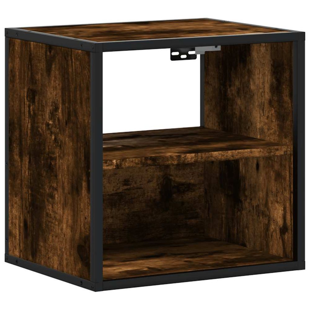 Table de chevet murale chêne fumé 40x31x39,5 cm