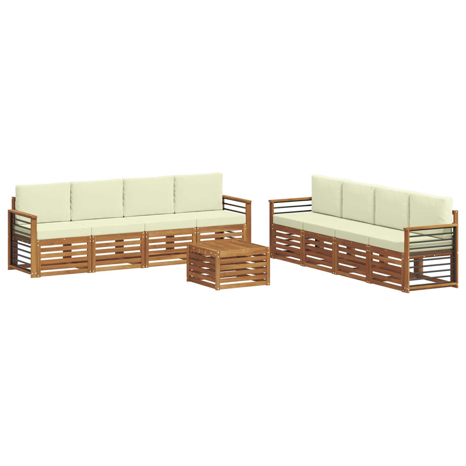Ensembles de canapés avec coussin 9 pcs naturel et crème