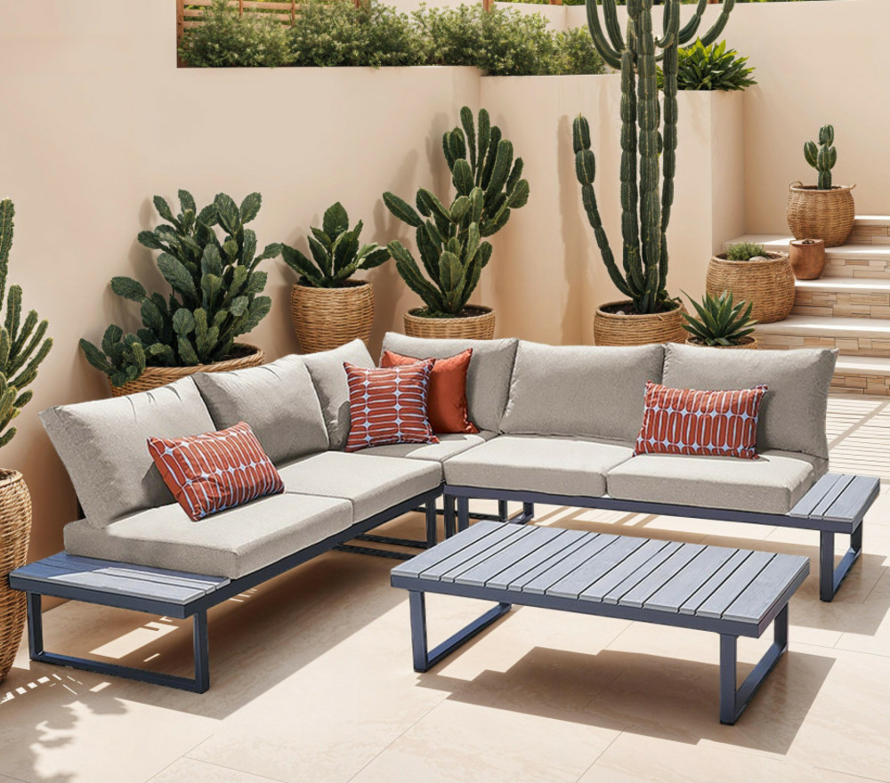 Salon de jardin en angle - 6 places - cavalaire beige