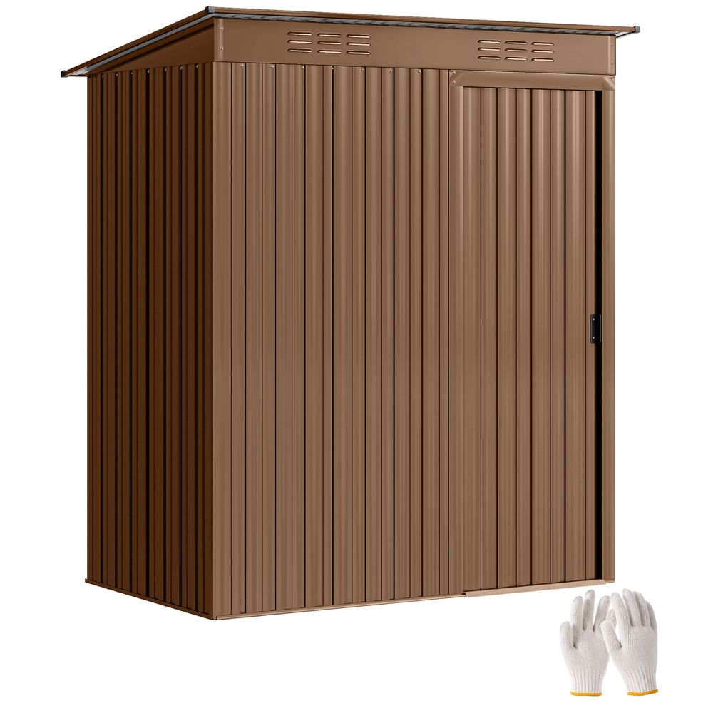 Abri de jardin acier galvanisé rangement extérieur porte coulissante 159x106x181cm marron - comfortxl outdoor living
