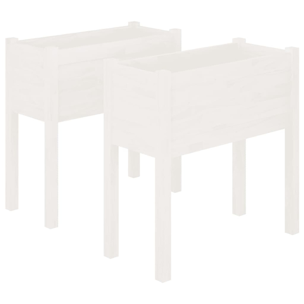 Jardinière d'extérieurs 2 pcs blanc 70x31x70 cm bois de pin massif