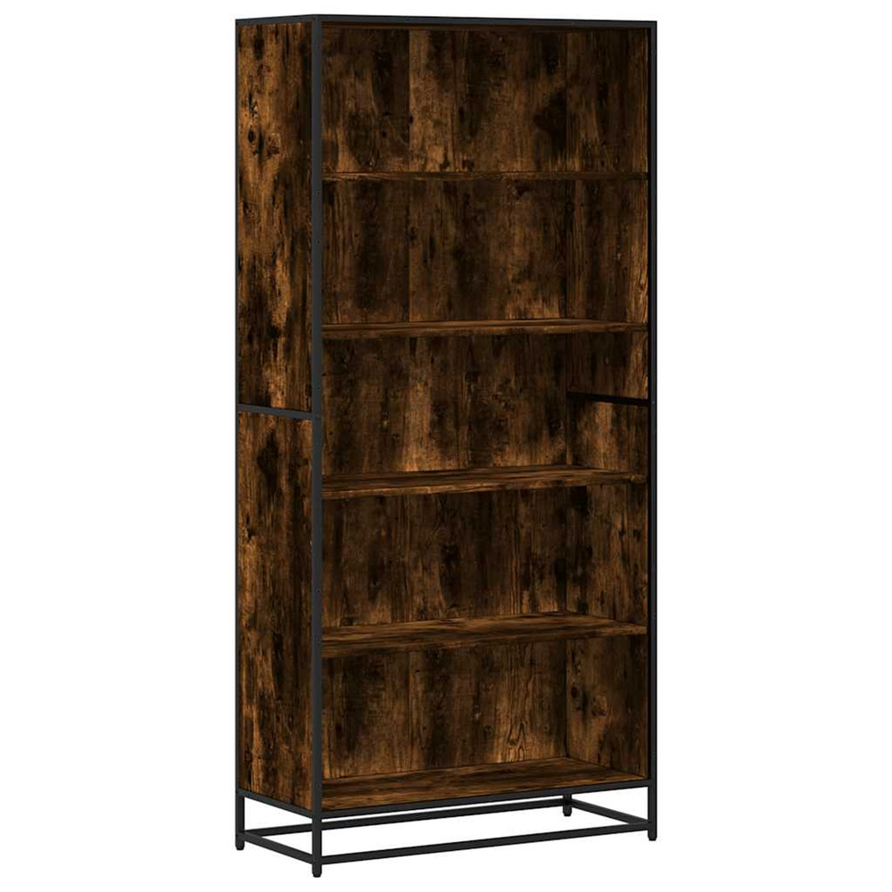 Bibliothèque chêne fumé 80,5x35x170,5 cm bois d'ingénierie