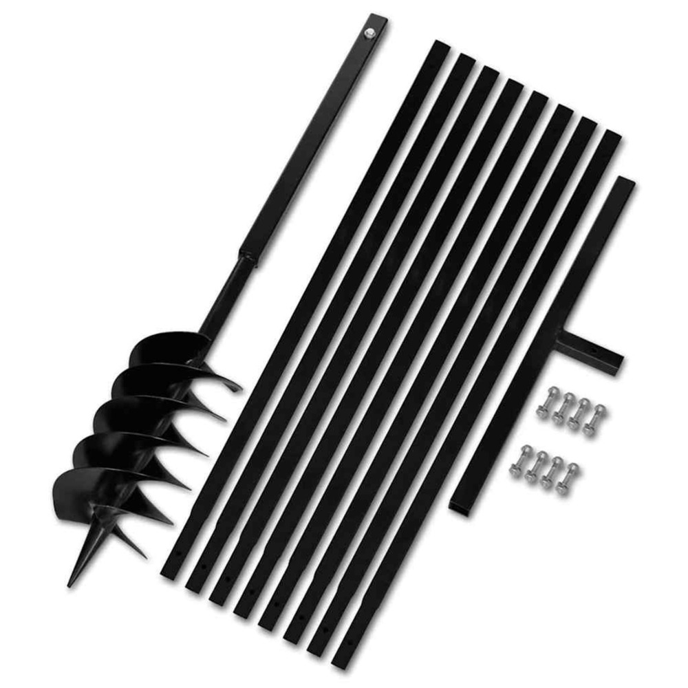 Tarière de sol avec manche 150 mm et tube d'extension 9 m acier