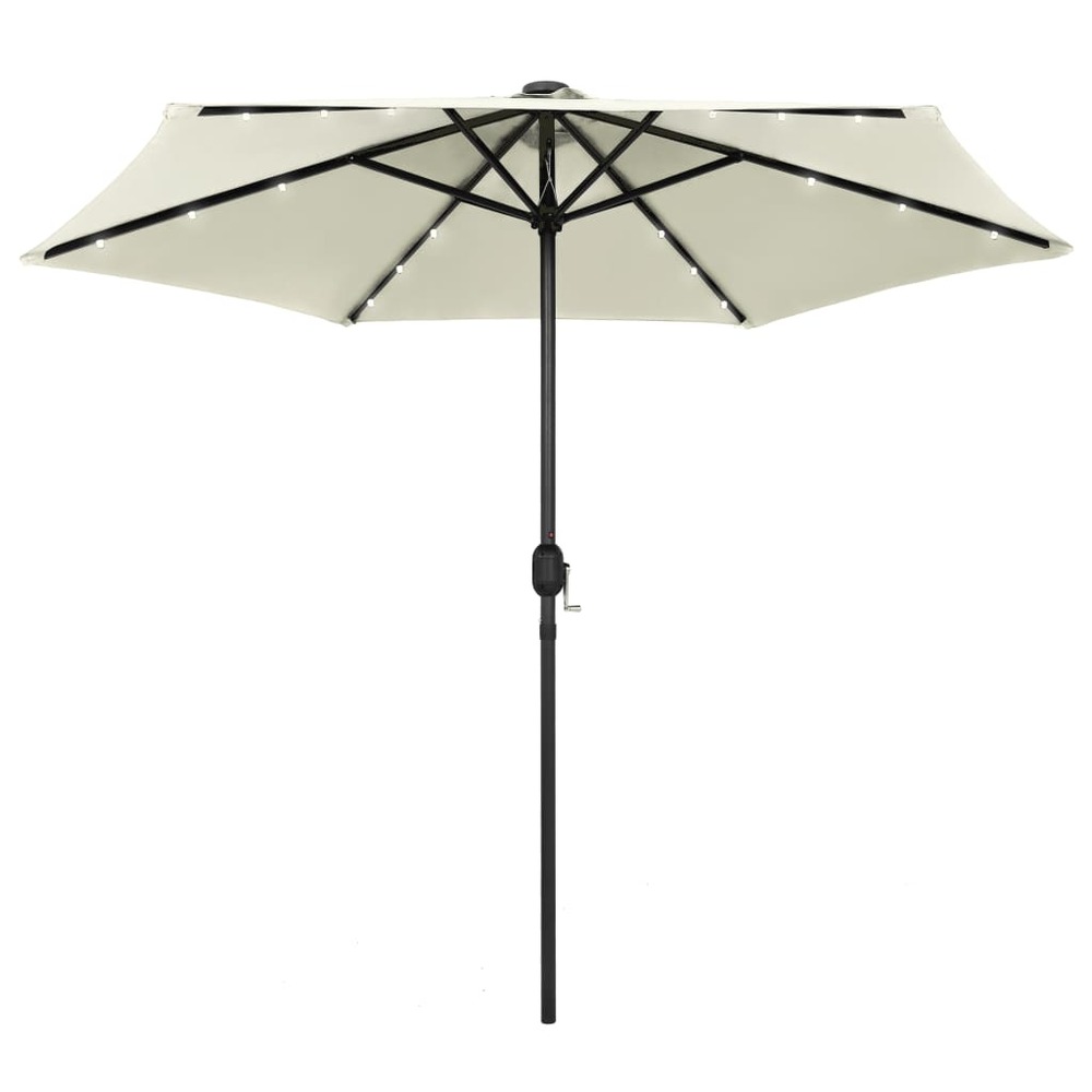 Parasol de jardin et lumières led mât en aluminium blanc sable