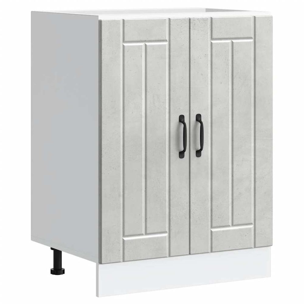 Meuble de base de lavabo lucca gris béton bois ingénierie