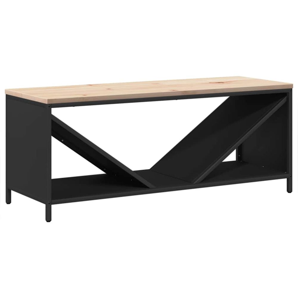 Étagère à bois de chauffage avec plateau en bois noir