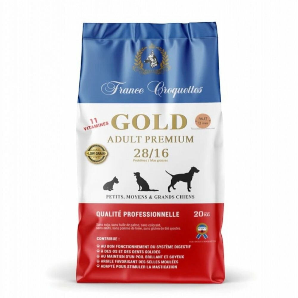 Croquette pour chien adulte gold adult premium 28/16 low grain – 4kg – adulte toute race/taille– france croquettes