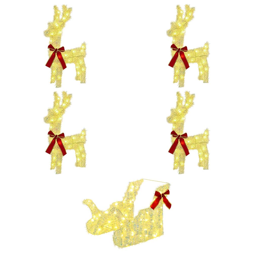 Renne de noël avec traîneau 5 pc 240 led blanc chaud