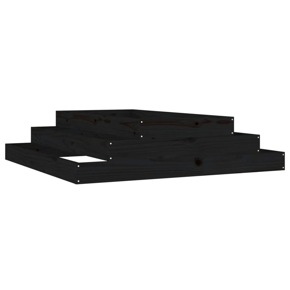 Jardinière d'extérieur noir 110x110x27 cm bois massif de pin