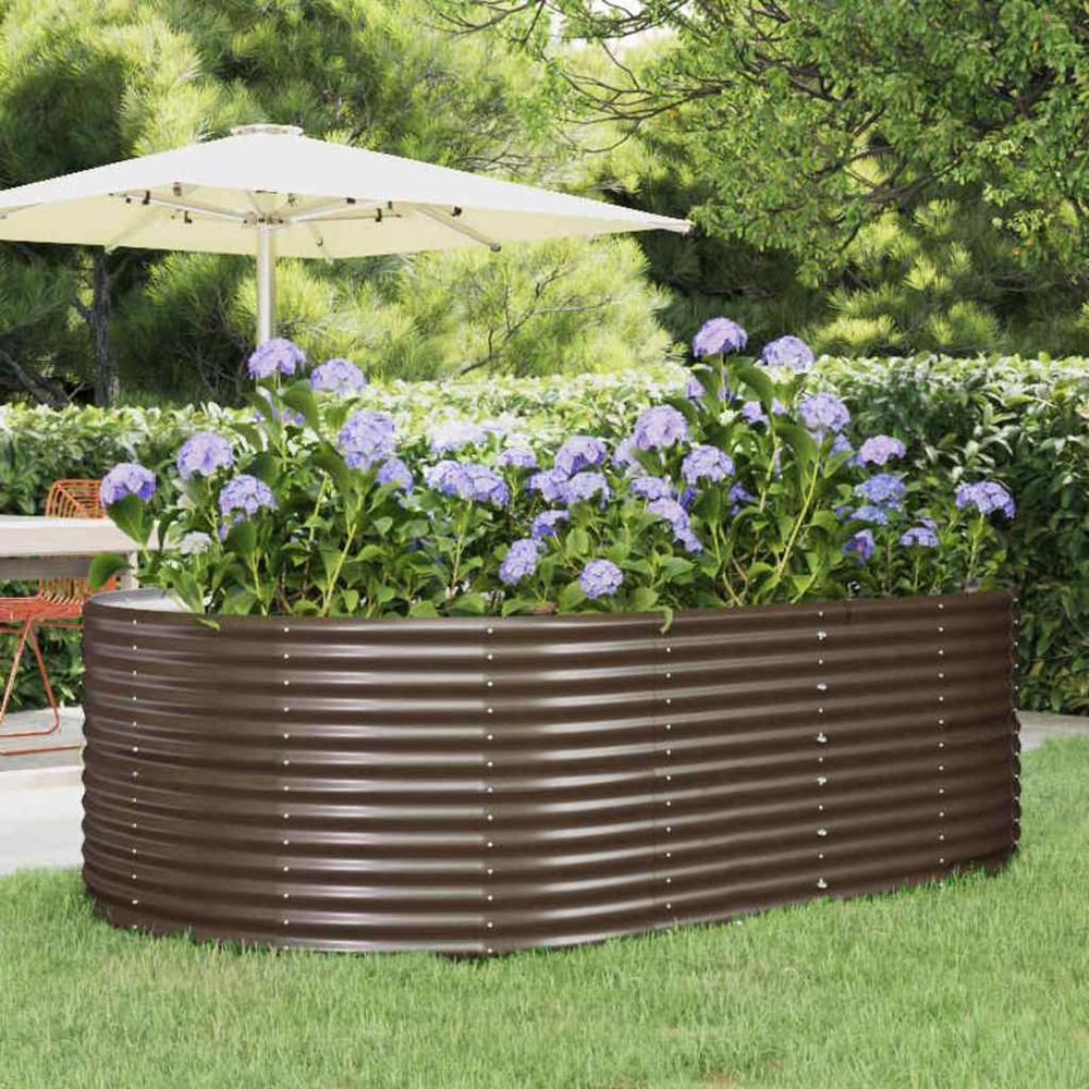 Jardinière surélevée ovale acier galvanisé 212x140cm marron