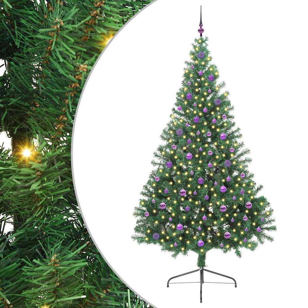 Sapin de noël artificiel pré-éclairé vert 240 cm pvc