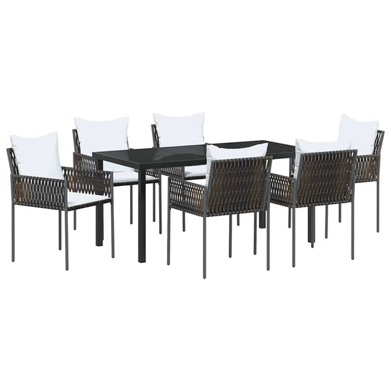 Ensemble de salle à manger pour jardin 7 pcs marron poly rotin
