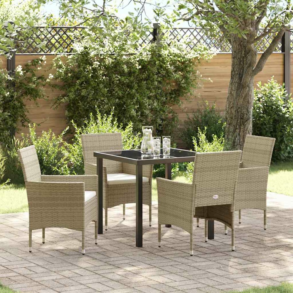 Ensemble de salle à manger pour jardin 5 pcs beige polyrotin
