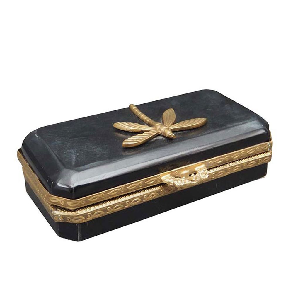 Boîte libellule baroque bois résine 4x8x19cm