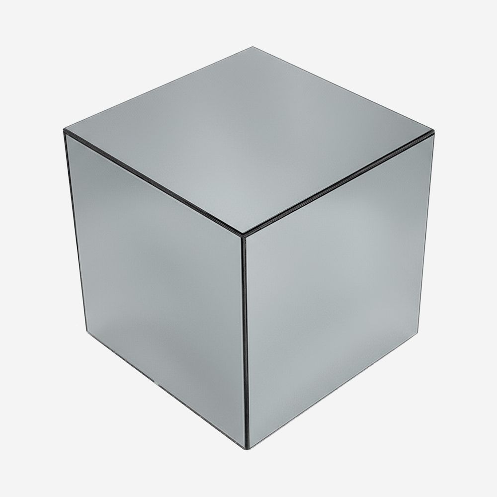 Table cubique miroir, bout de canapé, table d'appoint cube miroir 40cm