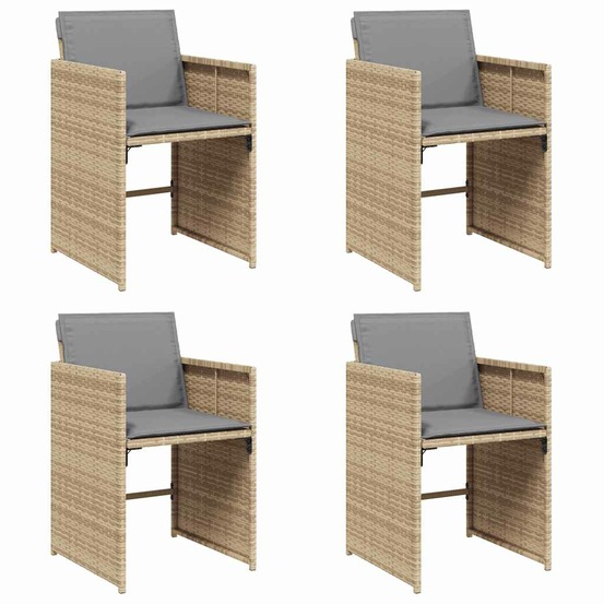 Chaises de jardin avec coussins lot de 4 mélange beige