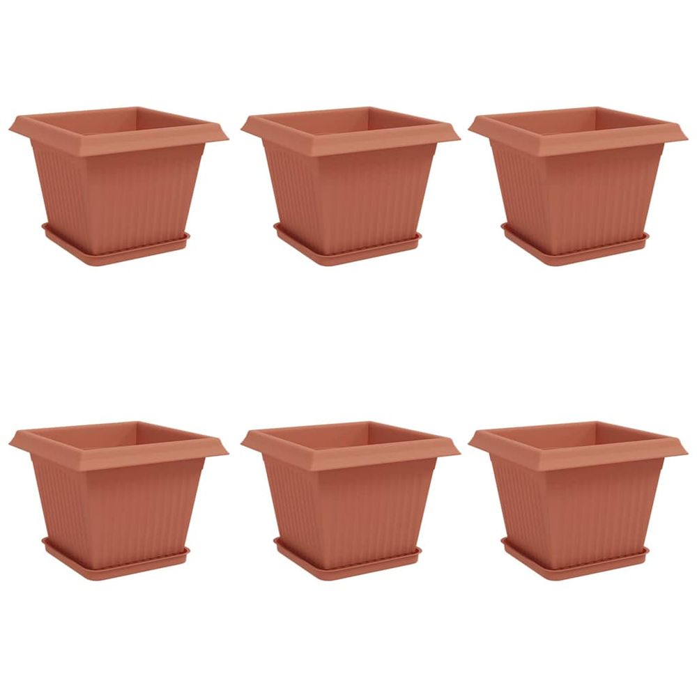 Pots de plantes 6 pc rouge brique plastique