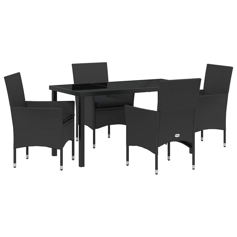 Ensemble de salle à manger pour jardin 5 pcs noir polyrotin