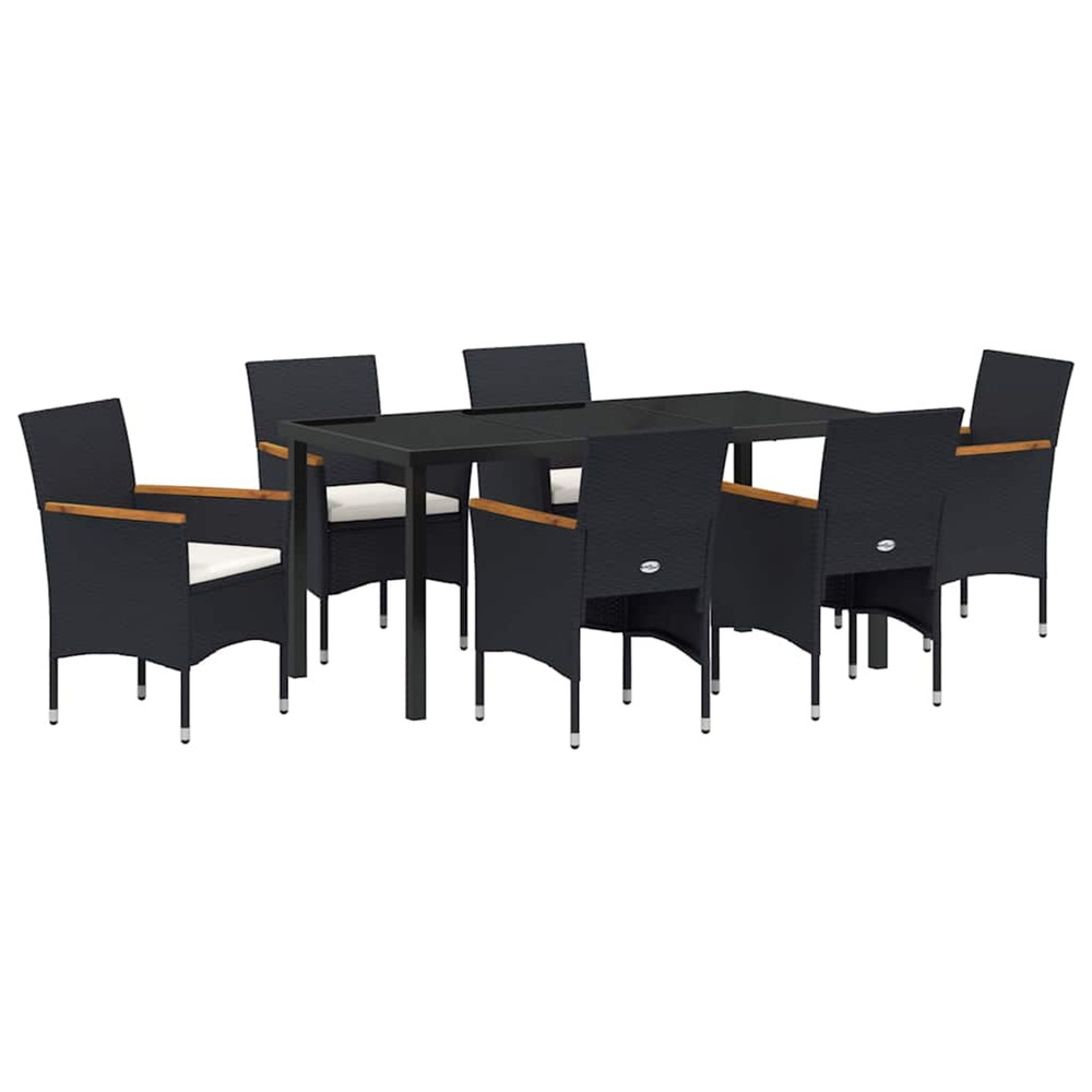 Ensemble de salle à manger pour jardin 7 pcs noir polyrotin