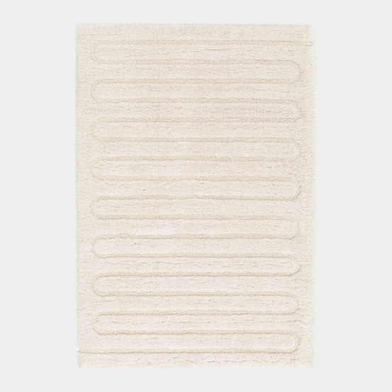 Tapis zig-zag crème - motif graphique & velours doux - 120 x 170 cm