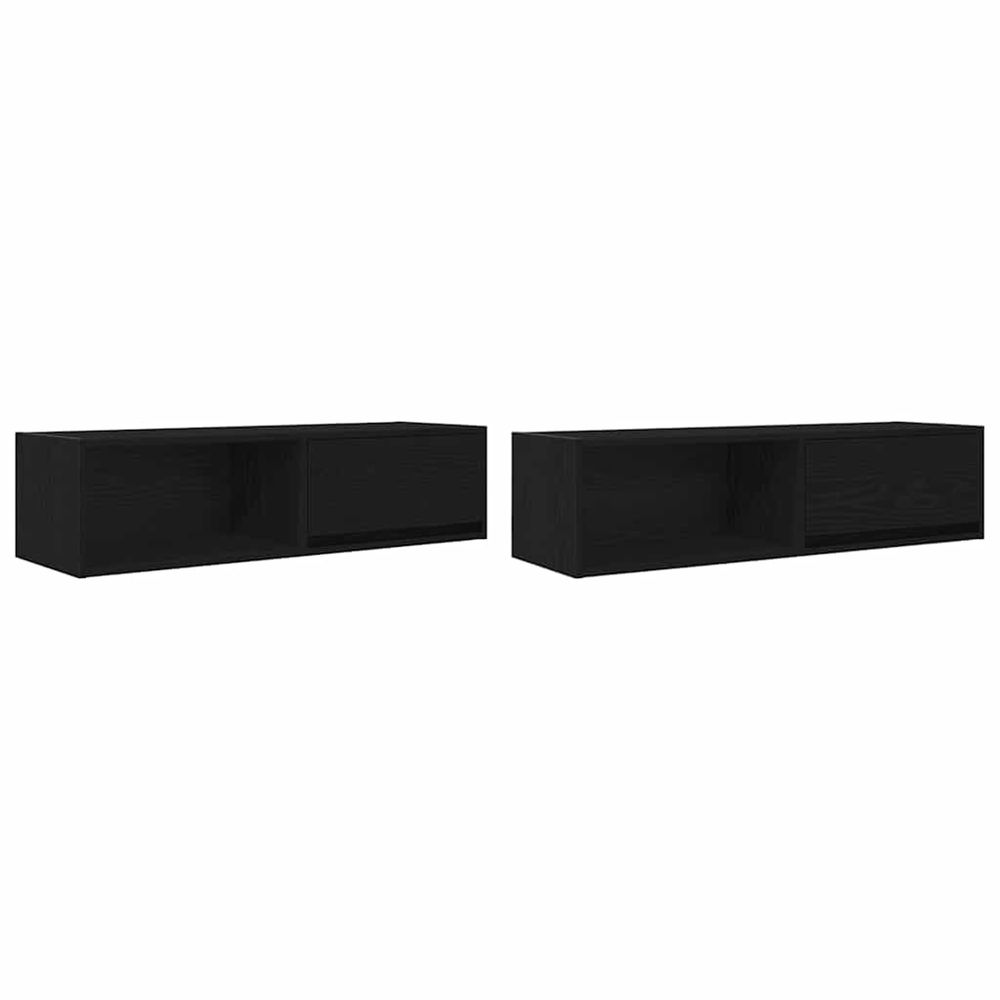 Meuble tv 2 pcs chêne noir 100x31x25,5 cm bois d'ingénierie
