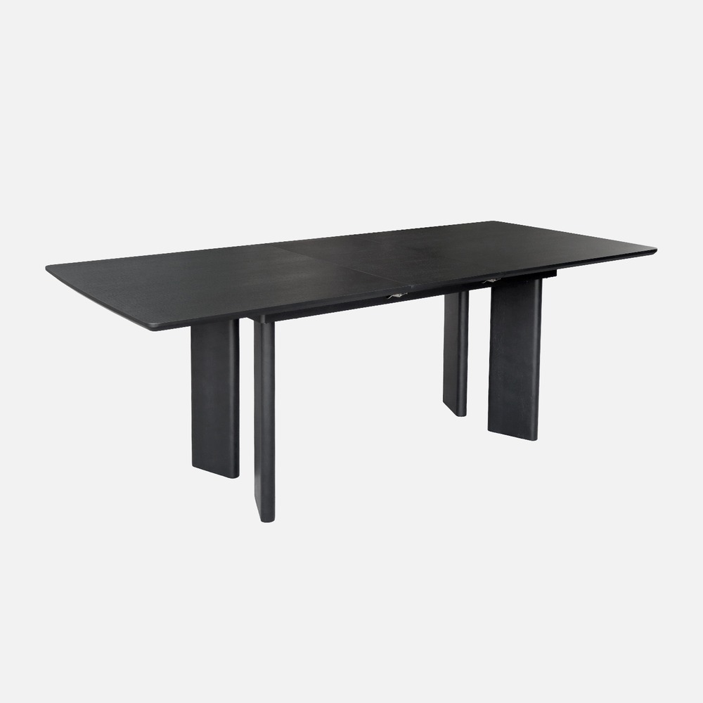 Table à manger rectangulaire extensible bois d'hévéa et placage chêne 6-8 places 170-210cm - albane