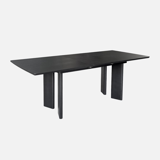 Table à manger rectangulaire extensible bois d'hévéa et placage chêne 6-8 places 170-210cm - albane