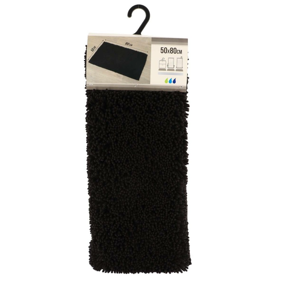 Tapis microfibre petite chenille 50x80 cm - noir