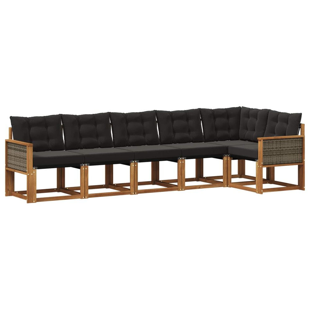Ensemble de canapés d'extérieur 6 pcs naturel et noir