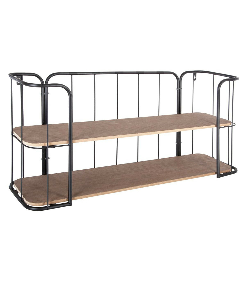 Étagère murale en bois et acier noir 75 x 36 cm